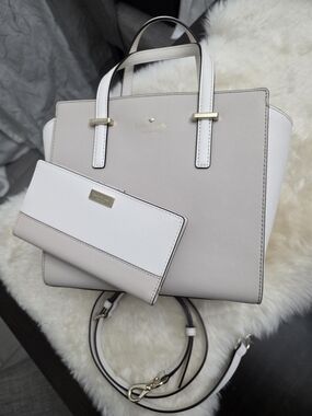 Kate Spade Cedar Street Hayden In Crisp Linen With Matching Wallet